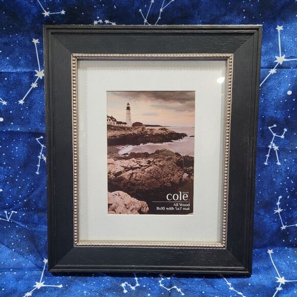 8x10 mat to 5x7 silver bead all wood picture frame - Picture 1 of 3